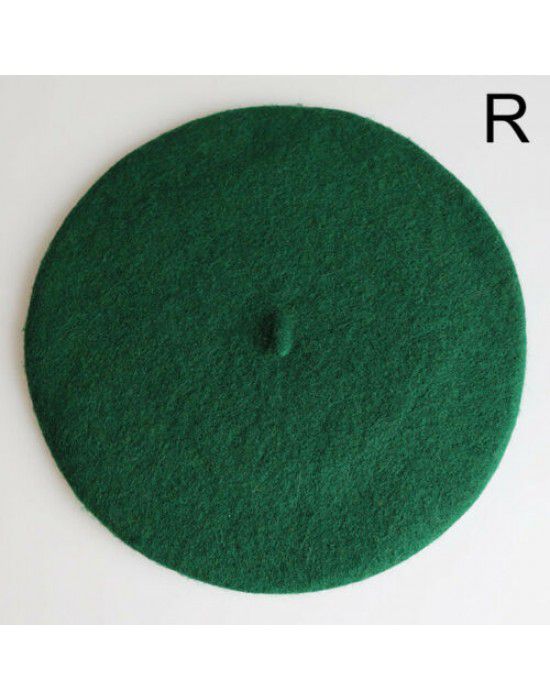 Unisex Pure wool Basque beret cap green